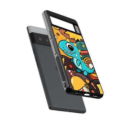emerald green dinosaur back phone cover | glass case for google pixel 6 pro