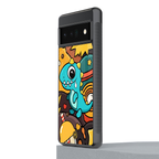 emerald green dinosaur back phone cover | glass case for google pixel 6 pro