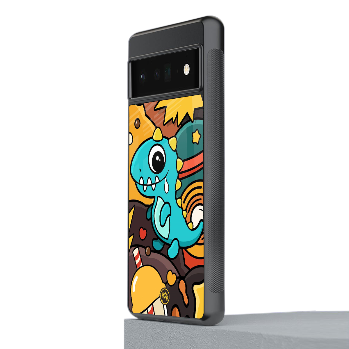 emerald green dinosaur back phone cover | glass case for google pixel 6 pro