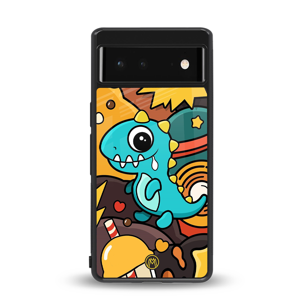 emerald green dinosaur back phone cover | glass case for google pixel 6