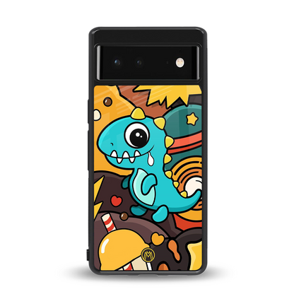 emerald green dinosaur back phone cover | glass case for google pixel 6