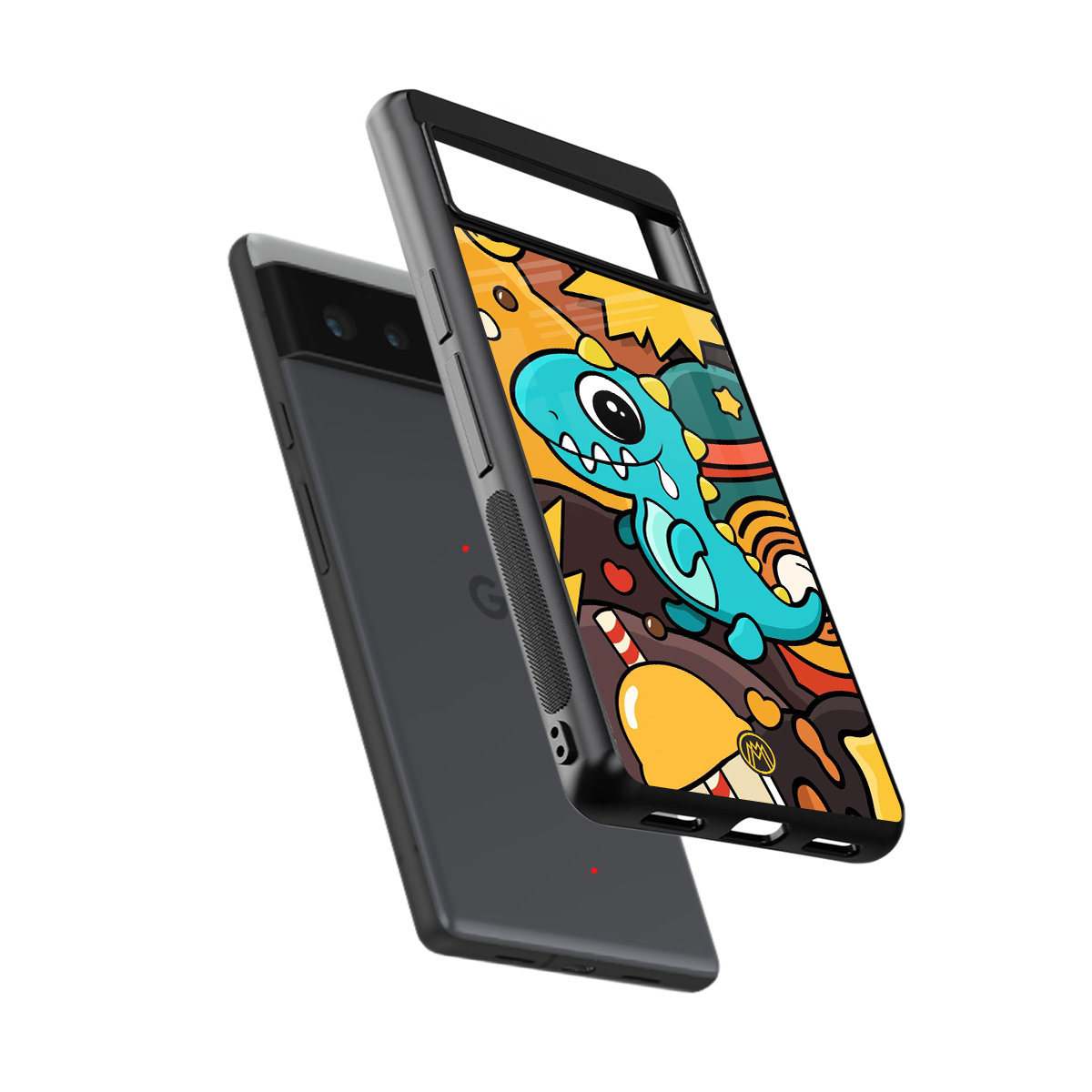 emerald green dinosaur back phone cover | glass case for google pixel 6