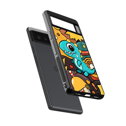 emerald green dinosaur back phone cover | glass case for google pixel 6
