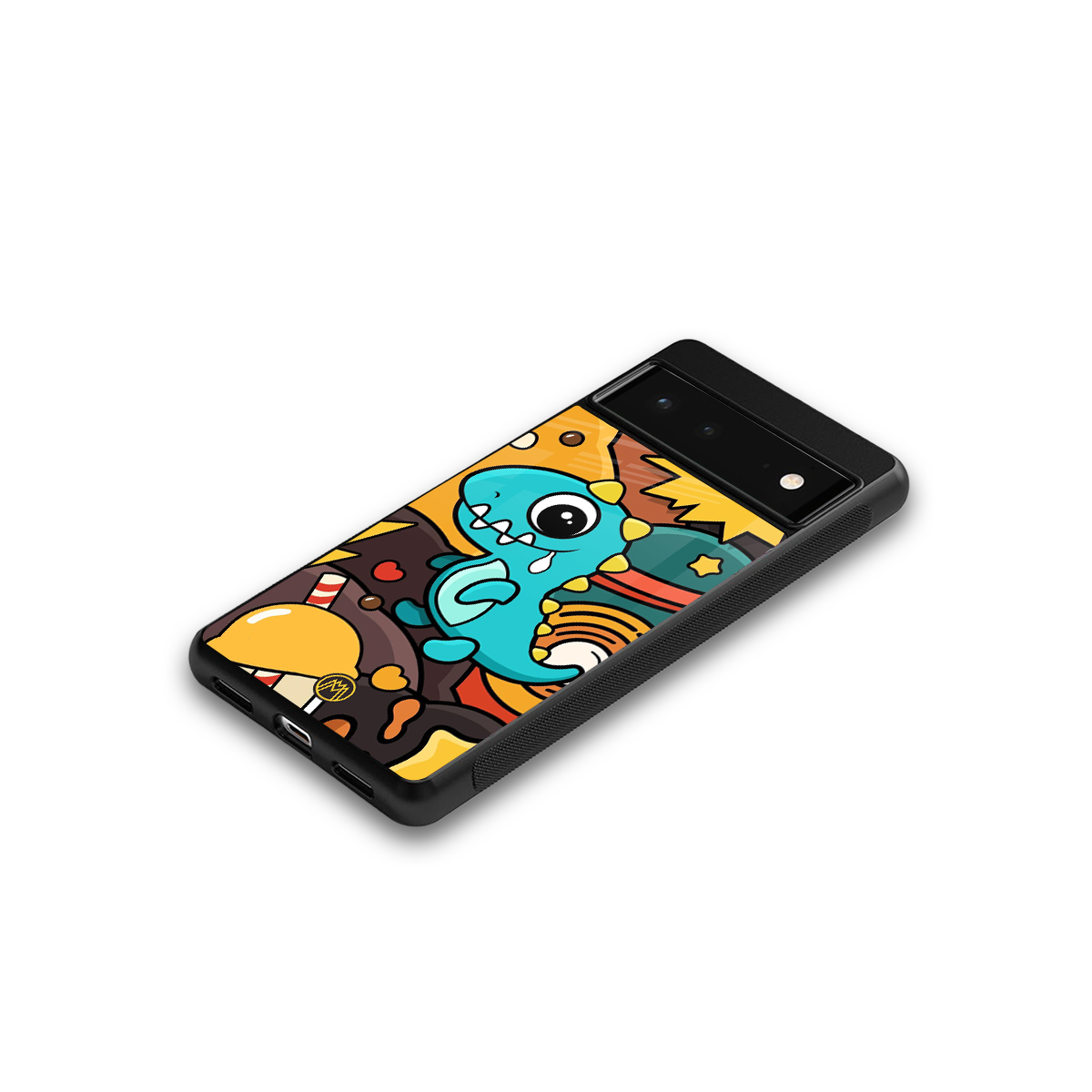 emerald green dinosaur back phone cover | glass case for google pixel 6