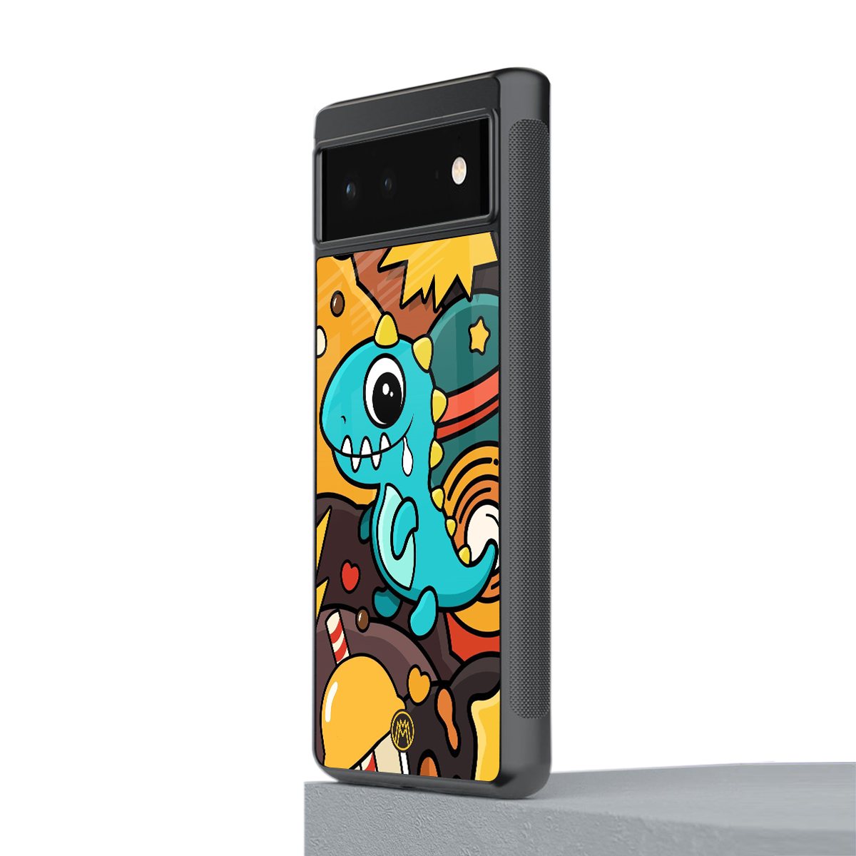 emerald green dinosaur back phone cover | glass case for google pixel 6
