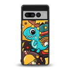 emerald green dinosaur back phone cover | glass case for google pixel 7 pro