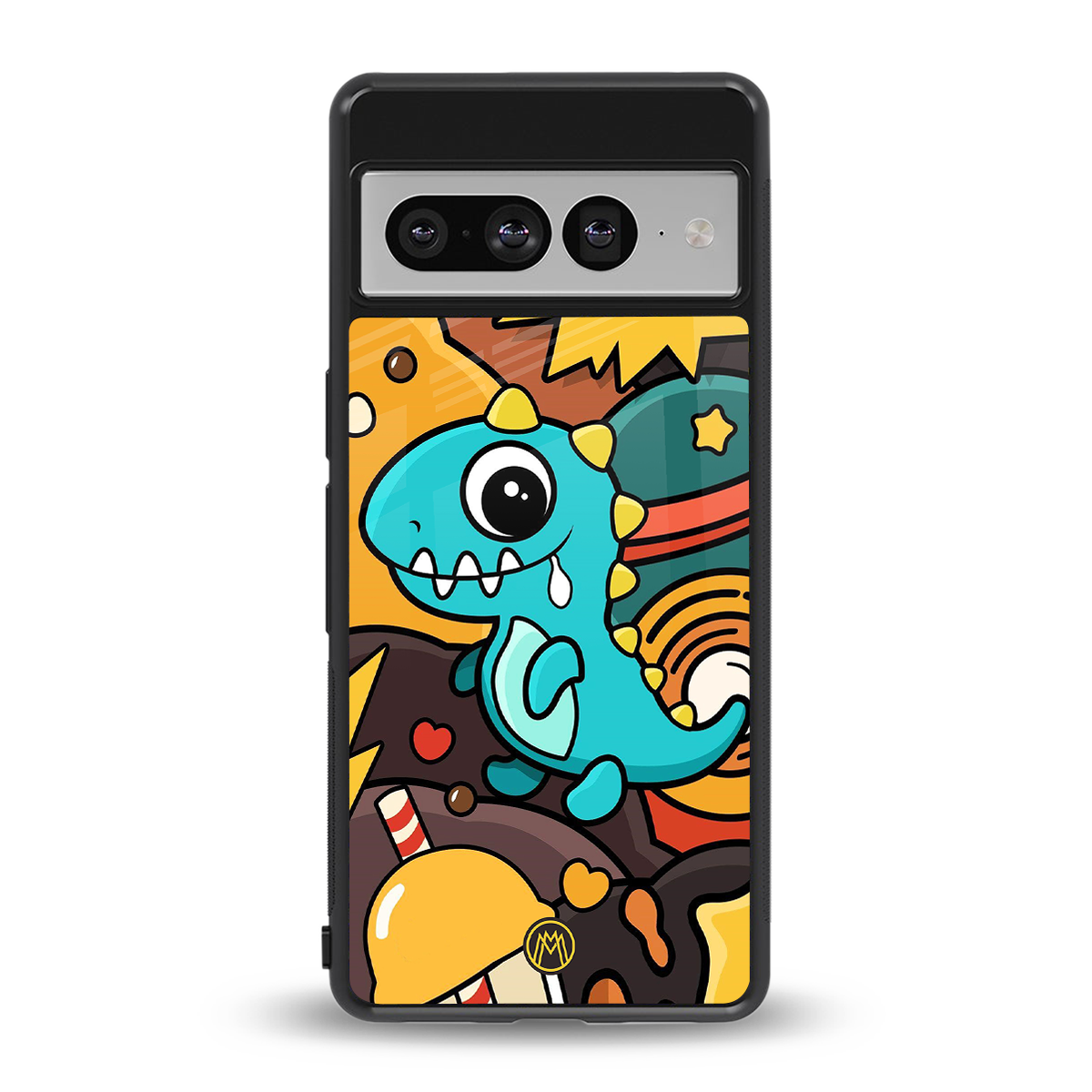 emerald green dinosaur back phone cover | glass case for google pixel 7 pro