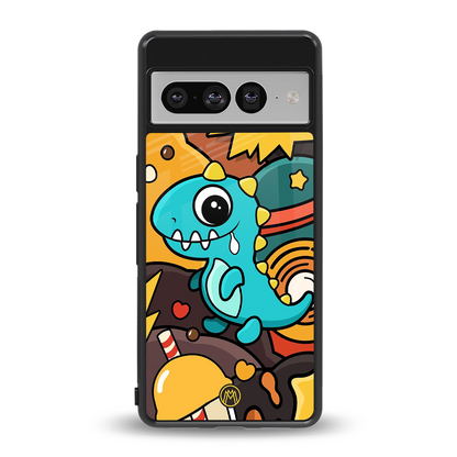 emerald green dinosaur back phone cover | glass case for google pixel 7 pro