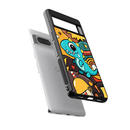 emerald green dinosaur back phone cover | glass case for google pixel 7 pro