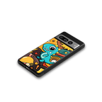 emerald green dinosaur back phone cover | glass case for google pixel 7 pro
