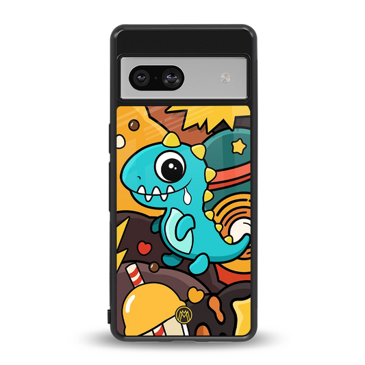 emerald green dinosaur back phone cover | glass case for Google Pixel 7