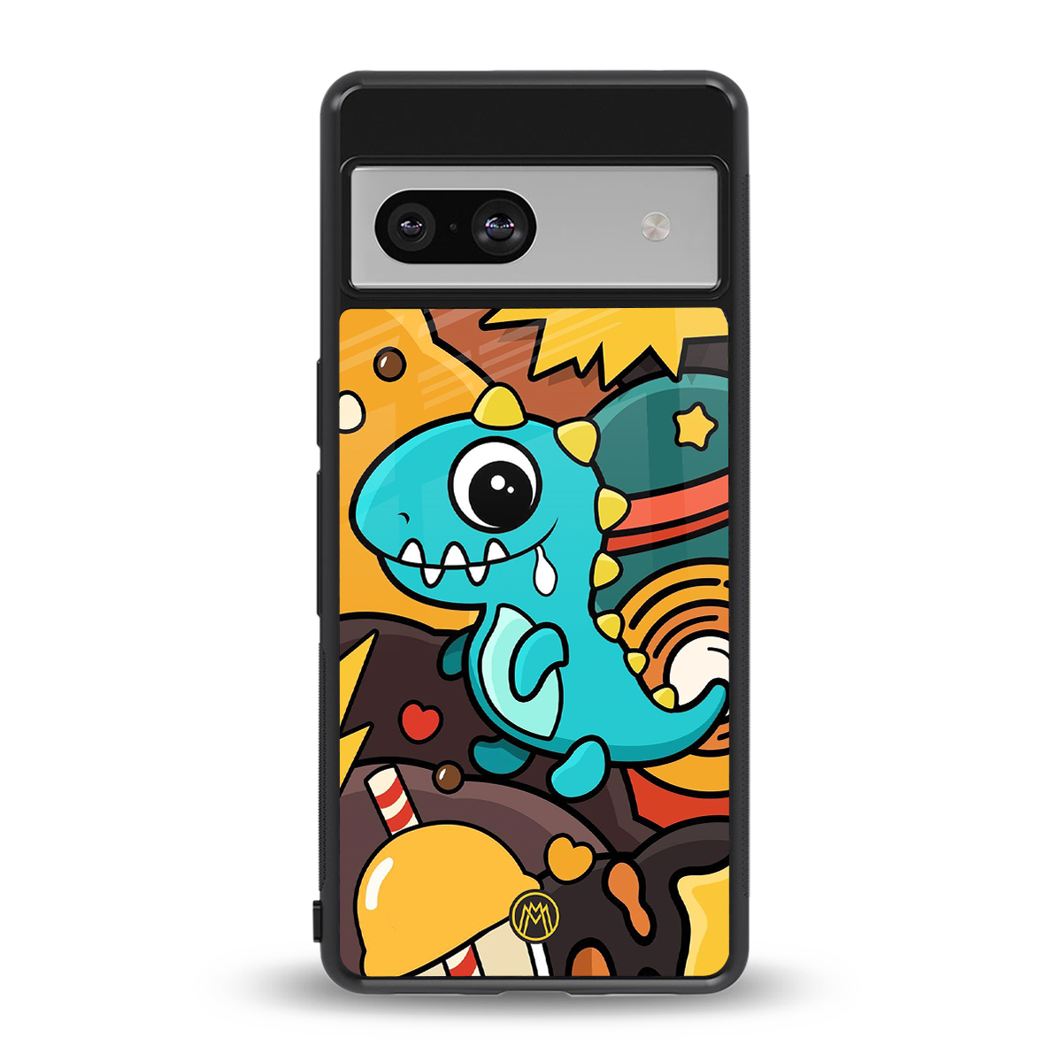 emerald green dinosaur back phone cover | glass case for Google Pixel 7A