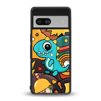 emerald green dinosaur back phone cover | glass case for Google Pixel 7A