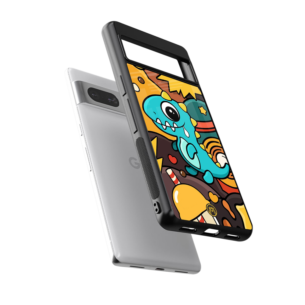 emerald green dinosaur back phone cover | glass case for Google Pixel 7