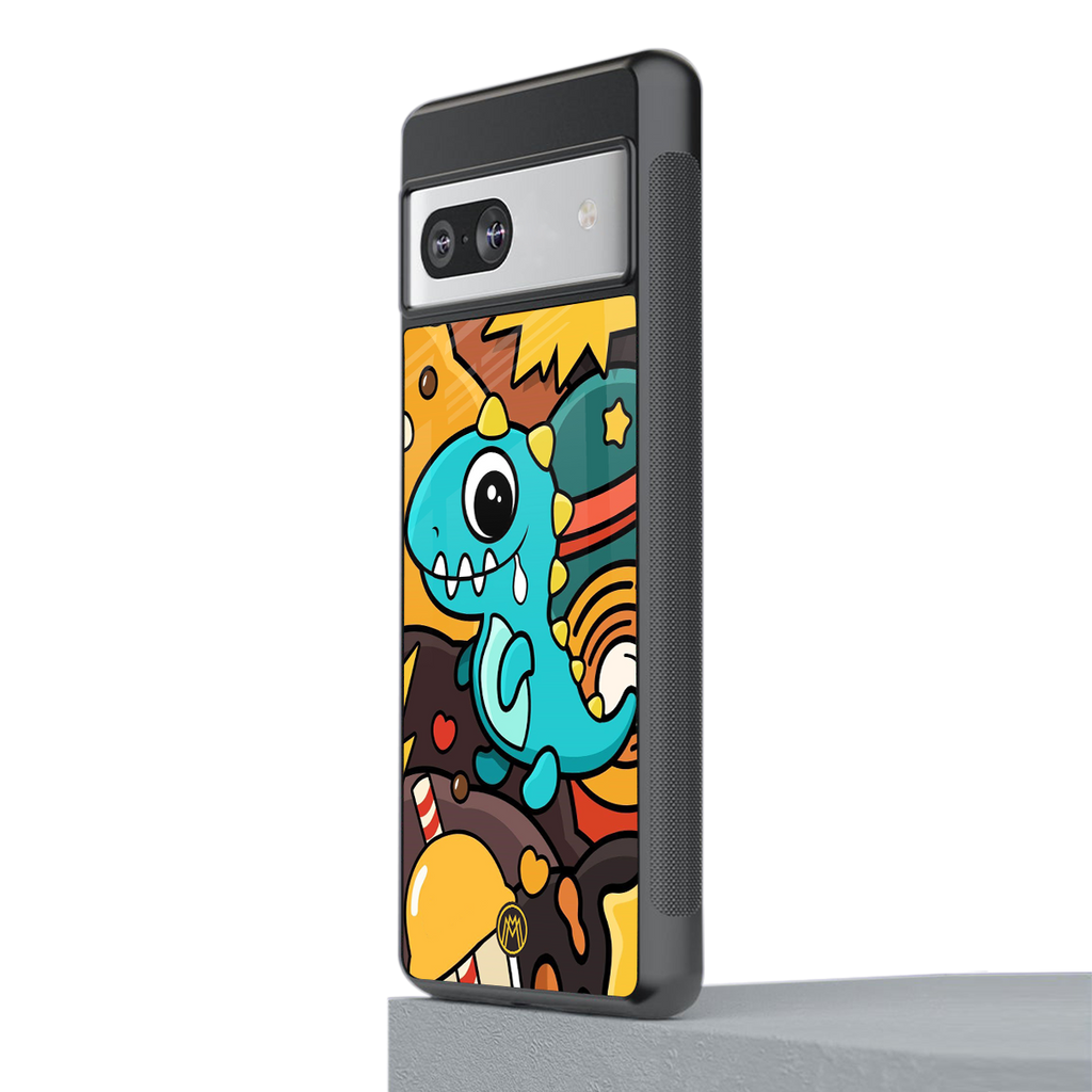 emerald green dinosaur back phone cover | glass case for Google Pixel 7