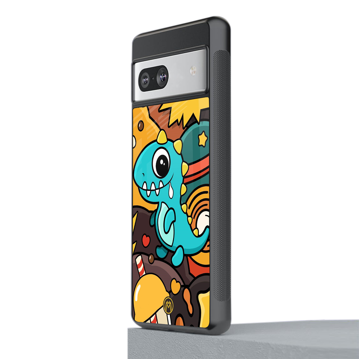 emerald green dinosaur back phone cover | glass case for Google Pixel 7A