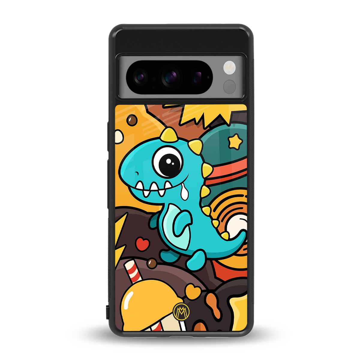 emerald green dinosaur back phone cover | glass case for google pixel 8 pro