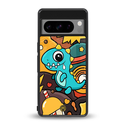 emerald green dinosaur back phone cover | glass case for google pixel 8 pro