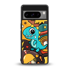 emerald green dinosaur back phone cover | glass case for google pixel 8 pro