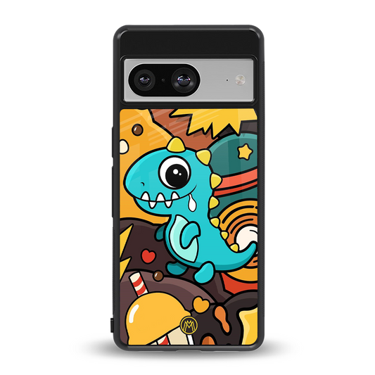 emerald green dinosaur back phone cover | glass case for Google Pixel 8
