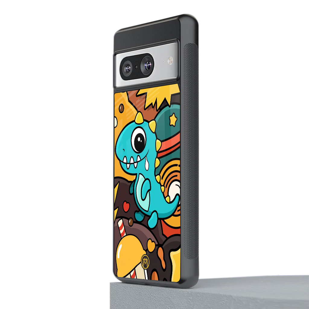 emerald green dinosaur back phone cover | glass case for Google Pixel 8