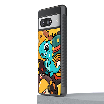 emerald green dinosaur back phone cover | glass case for Google Pixel 8