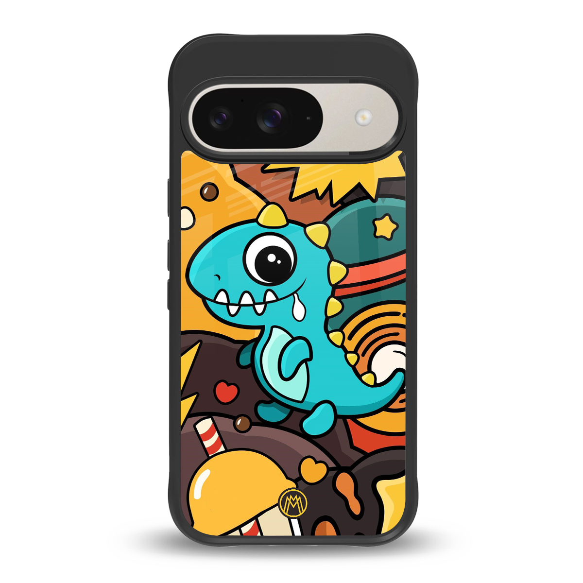 emerald green dinosaur back phone cover | glass case for google pixel 9