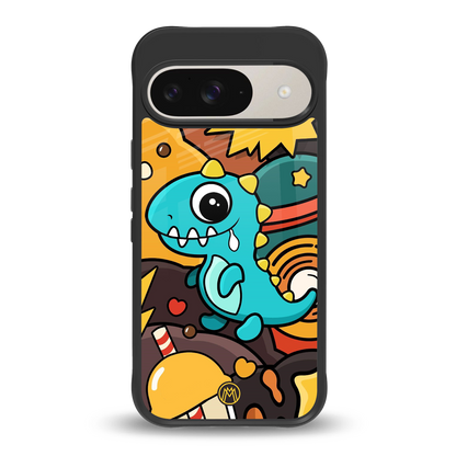 emerald green dinosaur back phone cover | glass case for google pixel 9