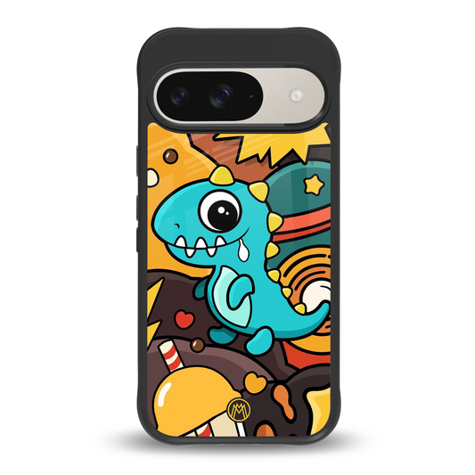 emerald green dinosaur back phone cover | glass case for google pixel 9