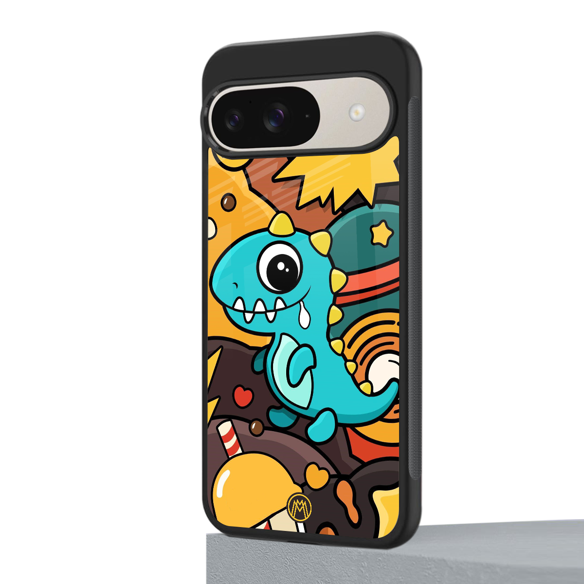 emerald green dinosaur back phone cover | glass case for google pixel 9