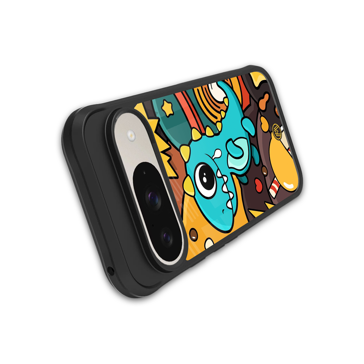 emerald green dinosaur back phone cover | glass case for google pixel 9