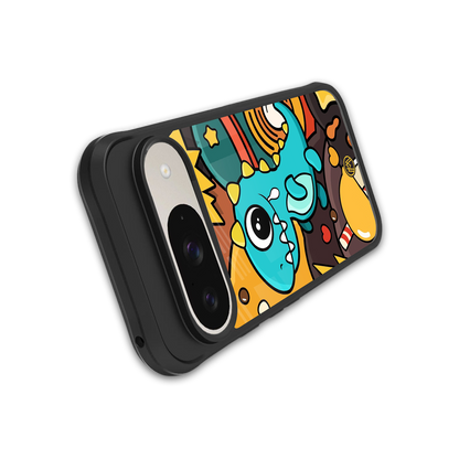 emerald green dinosaur back phone cover | glass case for google pixel 9