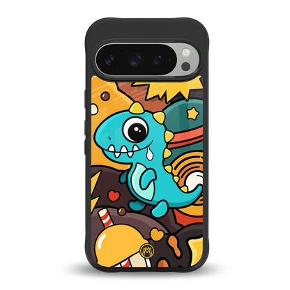 emerald green dinosaur back phone cover | glass case for google pixel 9 pro xl