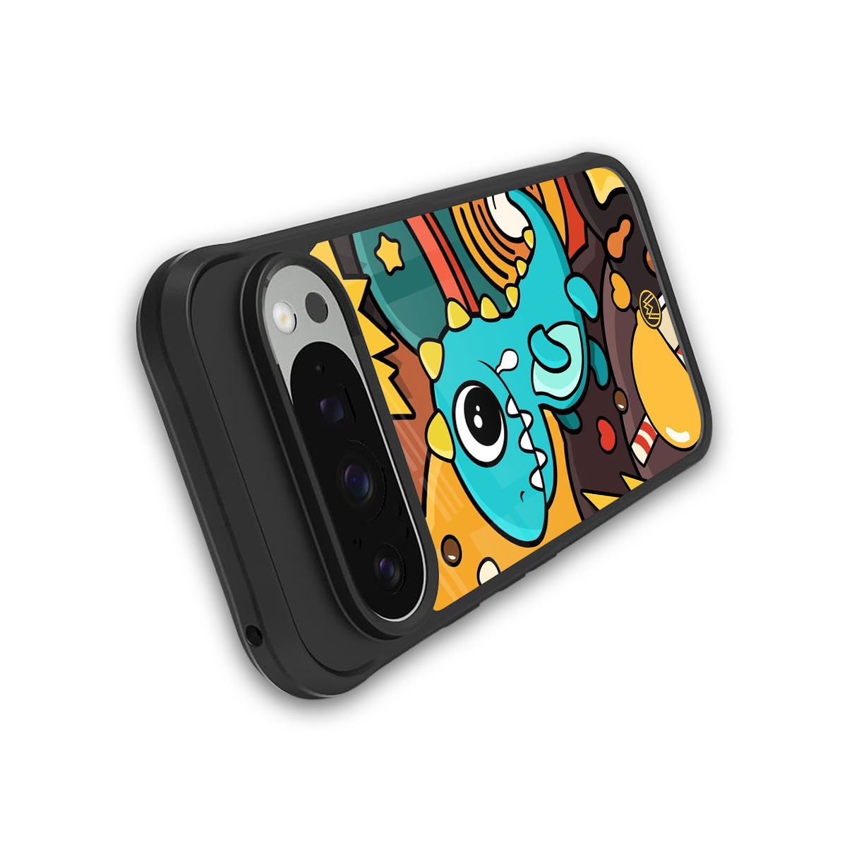 emerald green dinosaur back phone cover | glass case for google pixel 9 pro