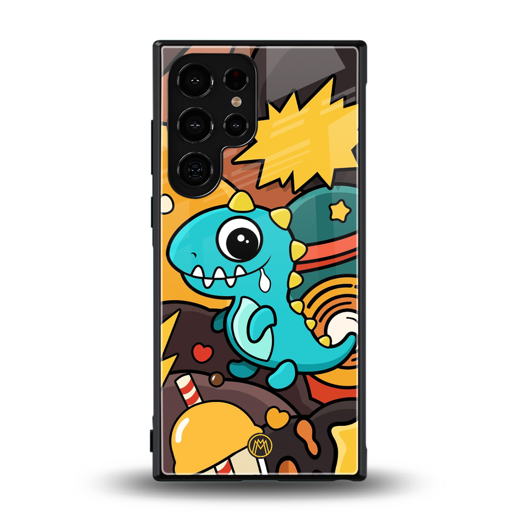 emerald green dinosaur back phone cover | glass case for samsung galaxy s23 ultra