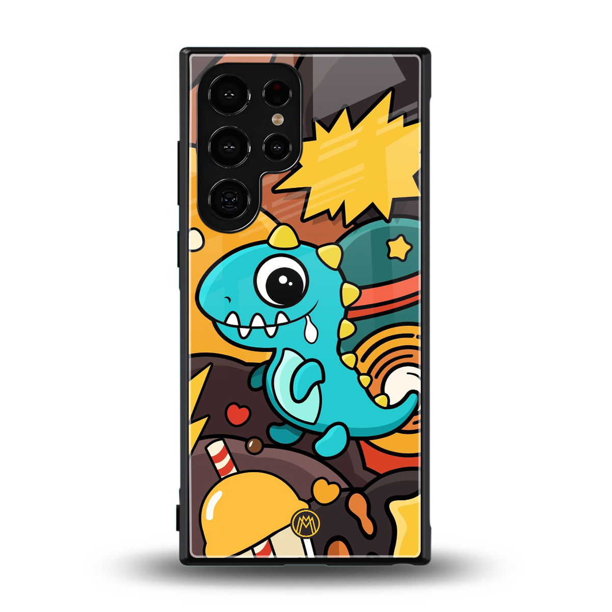 emerald green dinosaur back phone cover | glass case for samsung galaxy s23 ultra