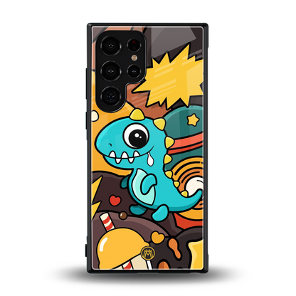 emerald green dinosaur back phone cover | glass case for samsung galaxy s23 ultra