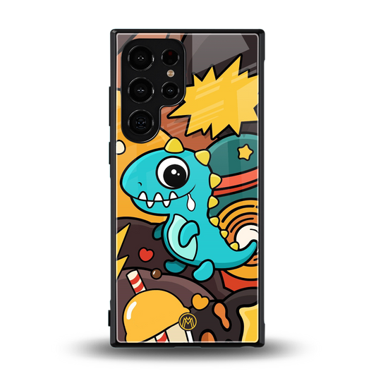 emerald green dinosaur back phone cover | glass case for samsung galaxy s23 ultra