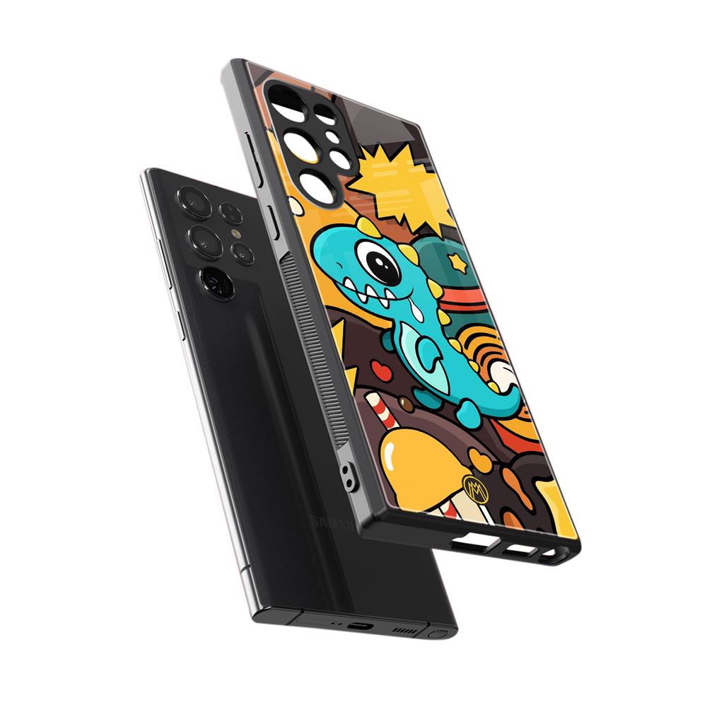 emerald green dinosaur back phone cover | glass case for samsung galaxy s23 ultra