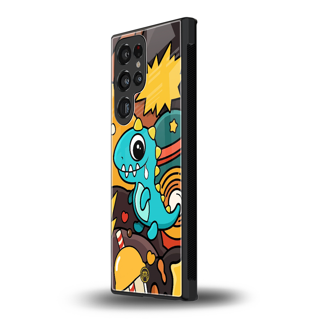 emerald green dinosaur back phone cover | glass case for samsung galaxy s24 ultra