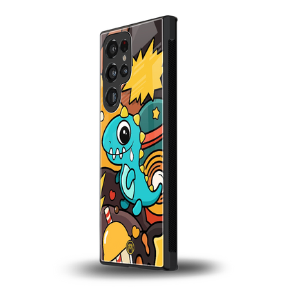 emerald green dinosaur back phone cover | glass case for samsung galaxy s23 ultra