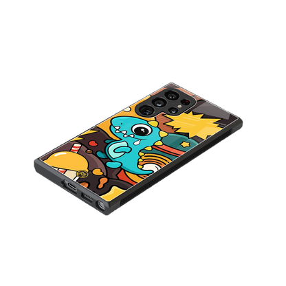 emerald green dinosaur back phone cover | glass case for samsung galaxy s23 ultra