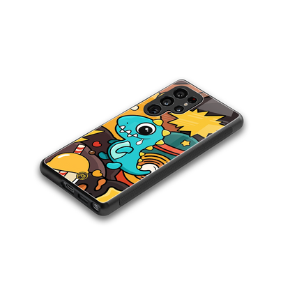 emerald green dinosaur back phone cover | glass case for samsung galaxy s25 ultra