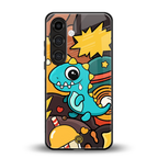 emerald green dinosaur back phone cover | glass case for samsung galaxy s24 fe