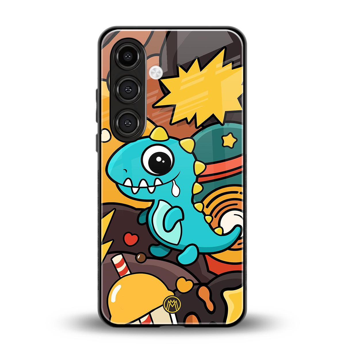 emerald green dinosaur back phone cover | glass case for samsung galaxy s24 fe