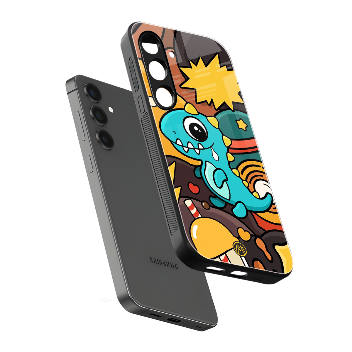 emerald green dinosaur back phone cover | glass case for samsung galaxy s24 fe