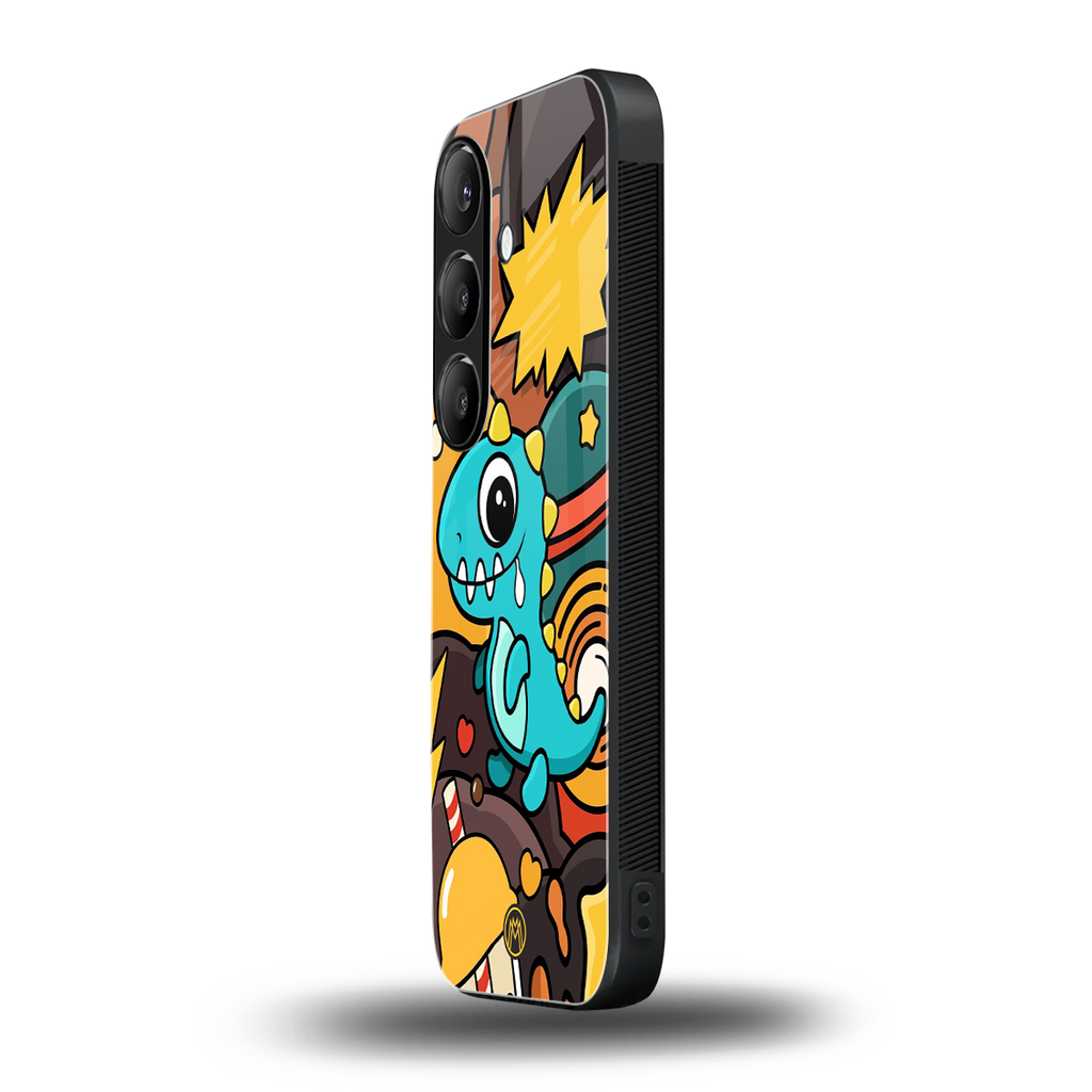 emerald green dinosaur back phone cover | glass case for samsung galaxy s24