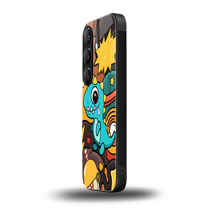 emerald green dinosaur back phone cover | glass case for samsung galaxy s24 fe