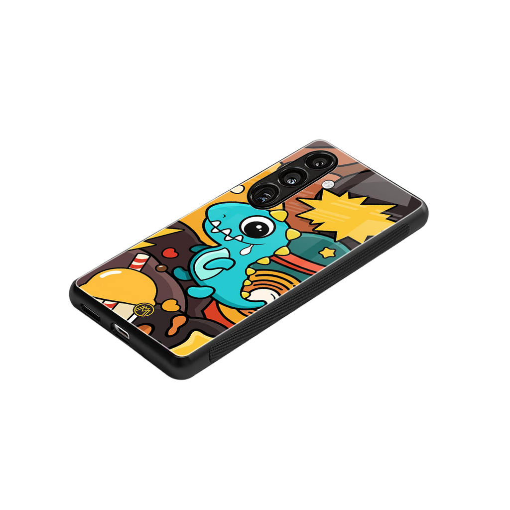 emerald green dinosaur back phone cover | glass case for samsung galaxy s24