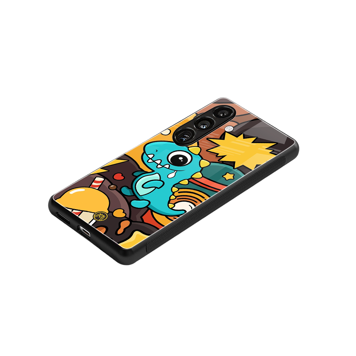 emerald green dinosaur back phone cover | glass case for samsung galaxy s24 fe